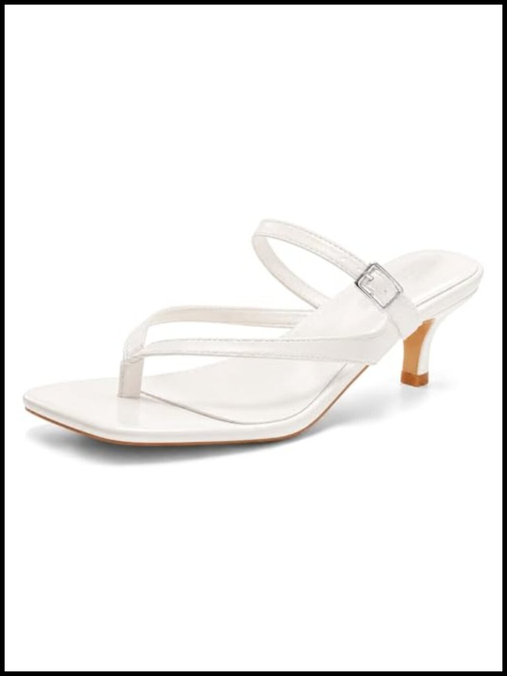 Women's Square Open Toe Low Heel PU Leather Slides Sandals